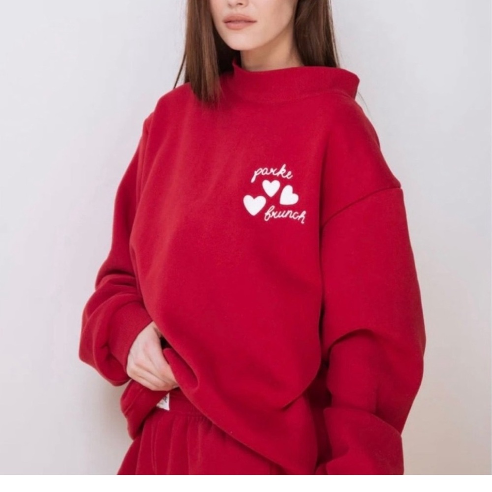 PARKE X BRUNCH HEART MOCKNECK in Crimson